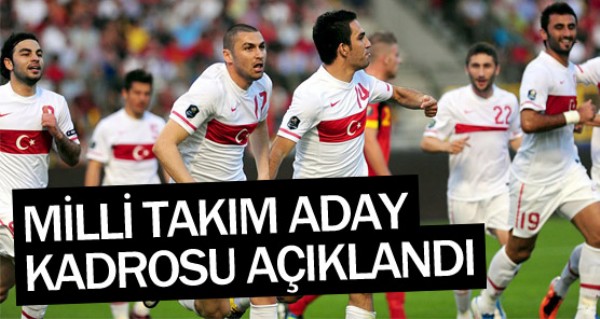 Milli Takm'n aday kadrosu akland